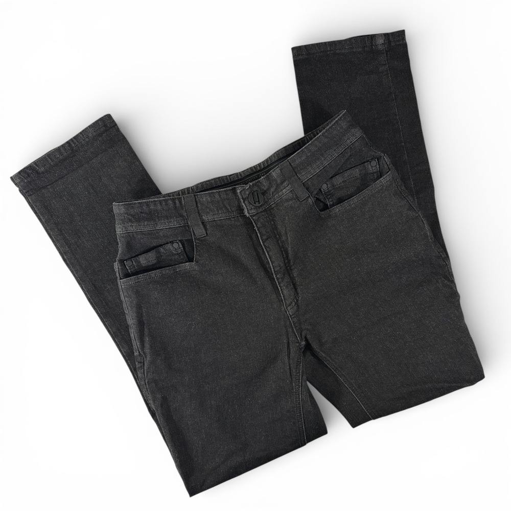 MTHD Mens Black Straight Leg Jeans 32x32 Double Layer Pocket Angled Knee‎ Seams